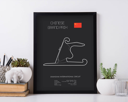 Formula One Chinese Grand Prix Shanghai Racing Map Wall Art