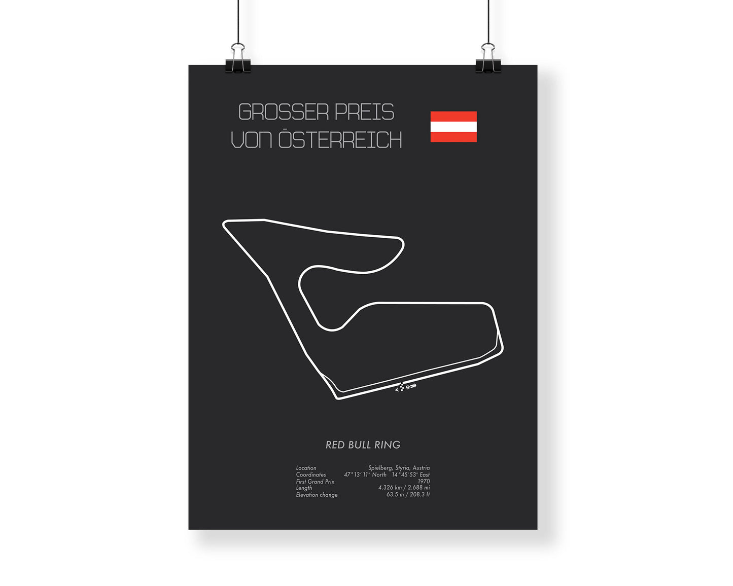 Formula One Austria Grand Prix Red Bull Ring Racing Map Wall Art Print