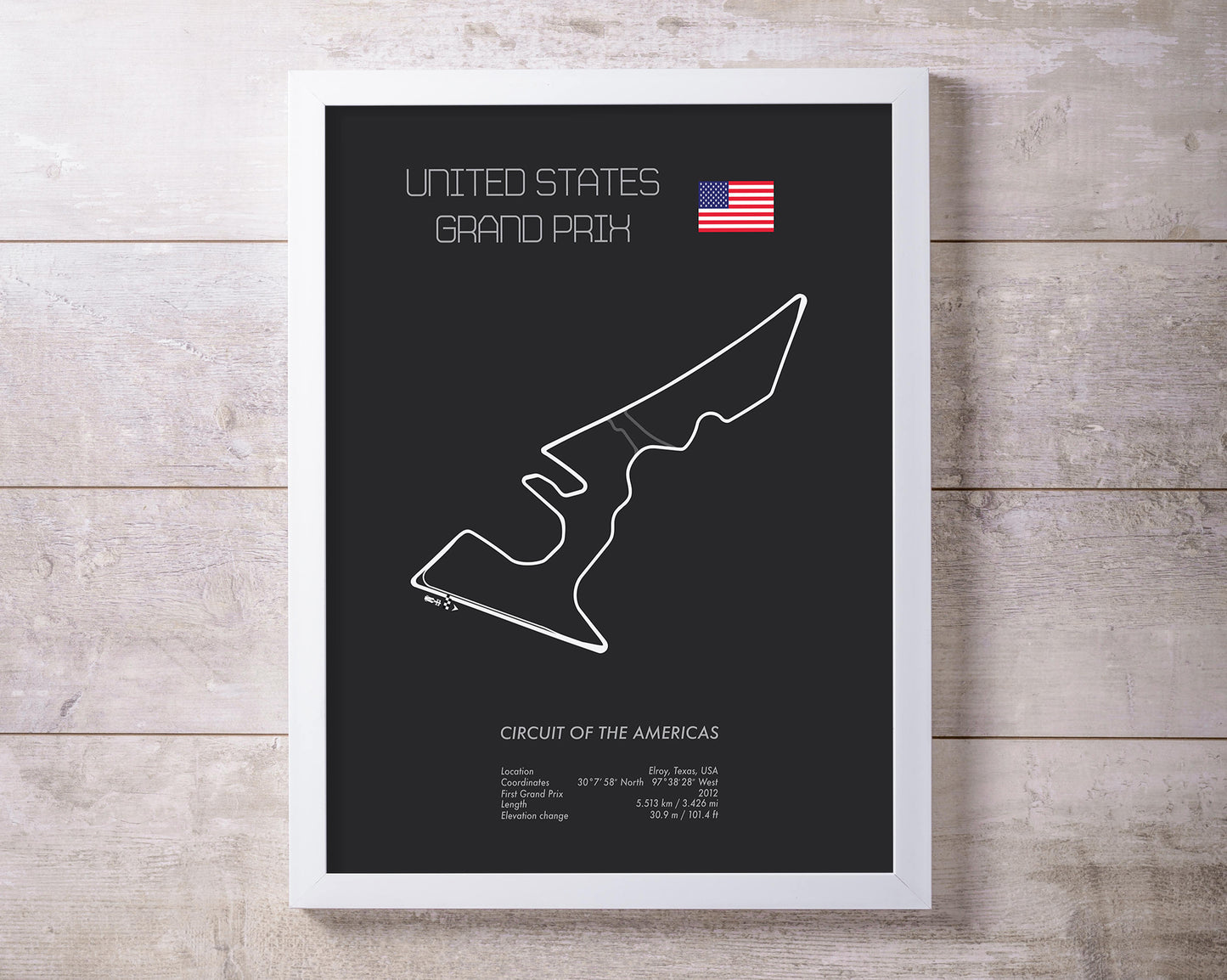 Formula One USA Grand Prix at Austin Racing Map Wall Art Print
