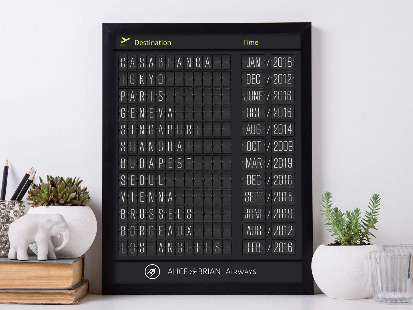 Printed Personalized  Airport Board (with Thin Letters)