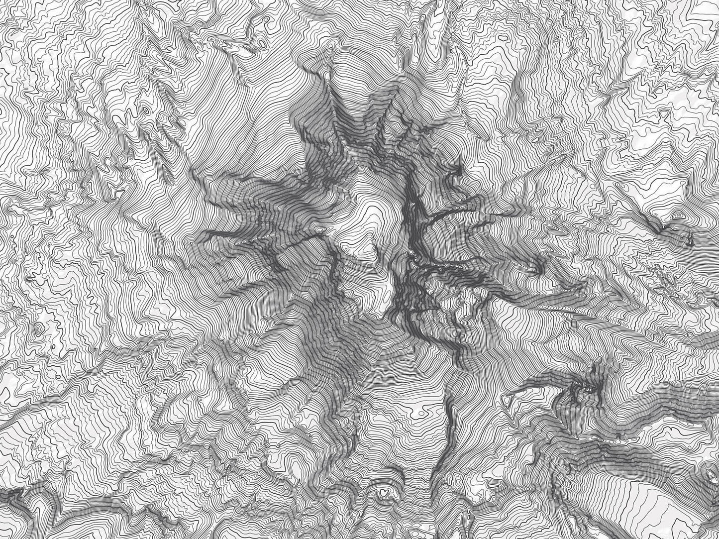 Mount Adams, Washington Topography Elevation Print Wall Art