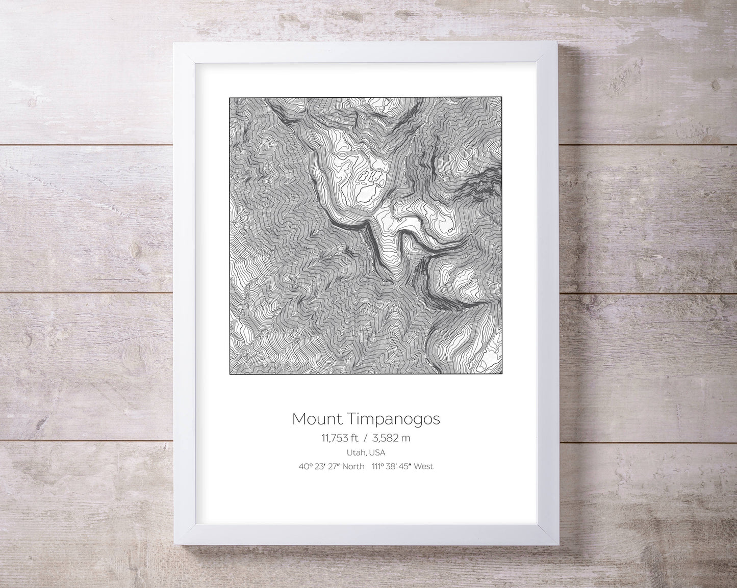 Mt Timpanogos, Utah, Topography Elevation Print Wall Art