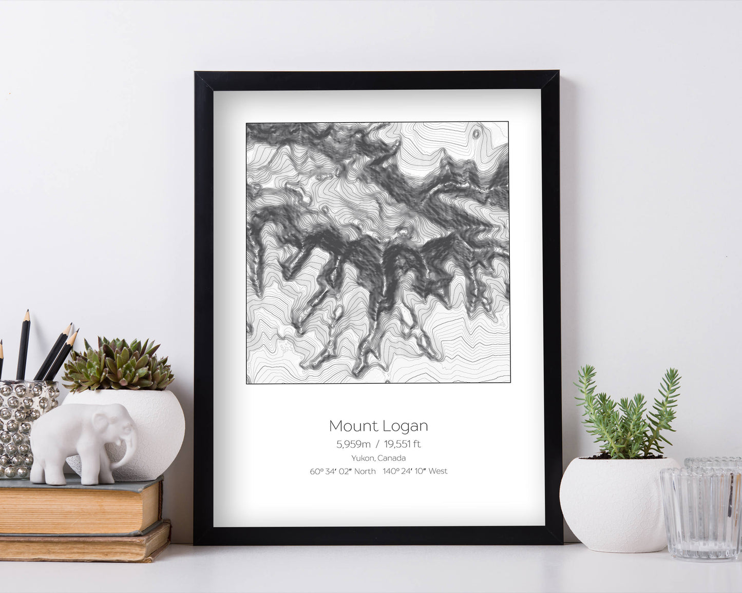 Mount Logan, Yukon, Canada Topography Elevation Print Wall Art