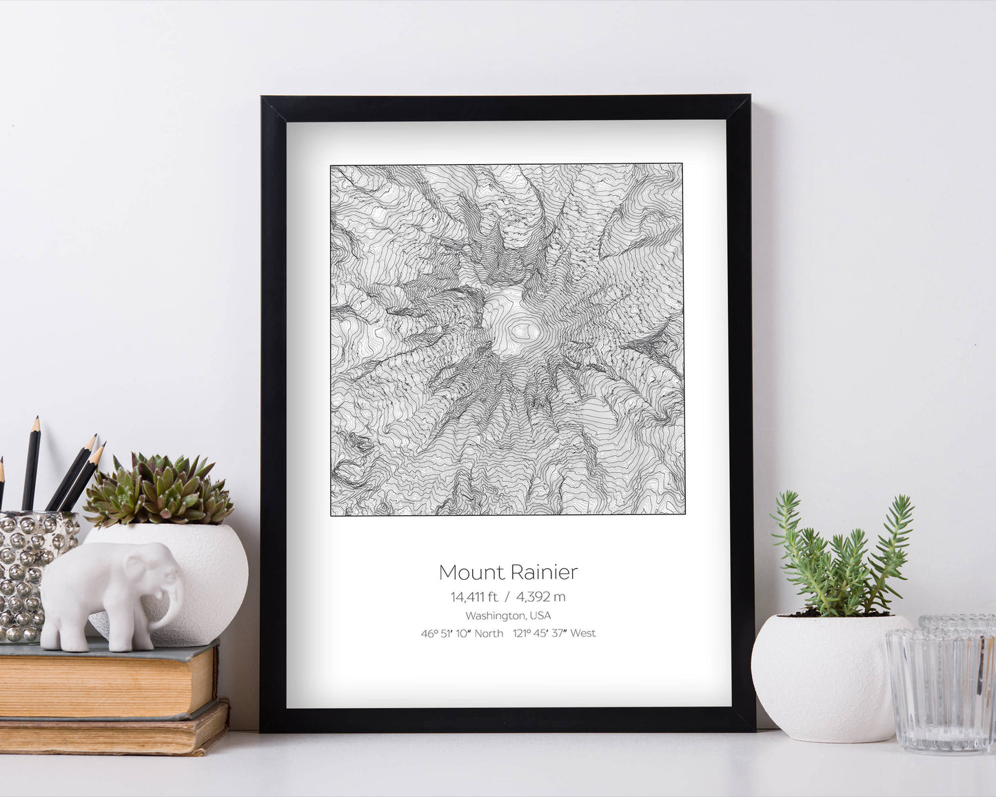 Custom Mountain, Your choice,  Elevation Topography Print Wall Art