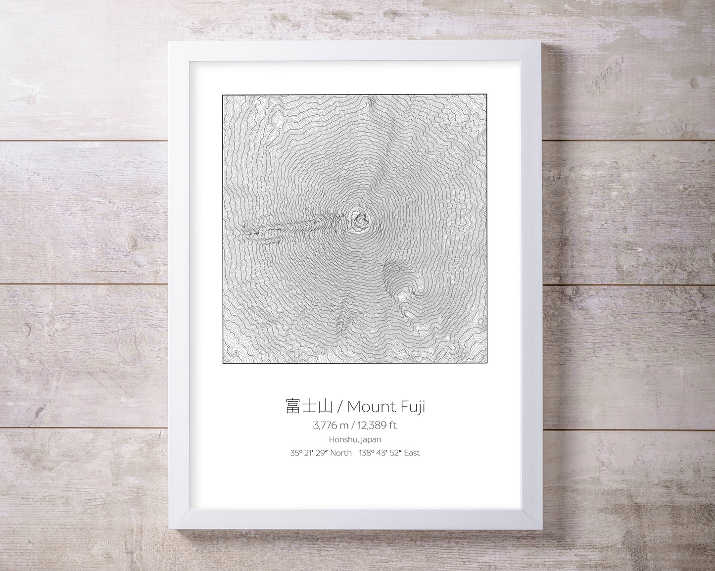 Mt Fuji, Japan Topography Elevation Print Wall Art