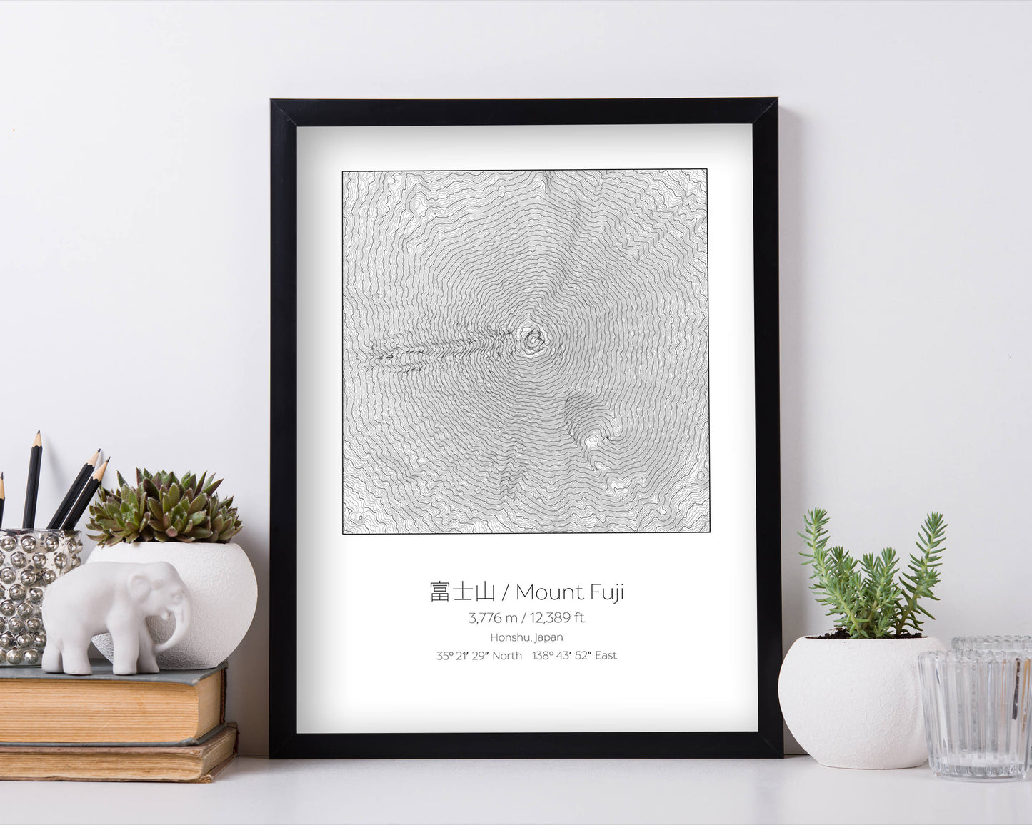 Mt Fuji, Japan Topography Elevation Print Wall Art