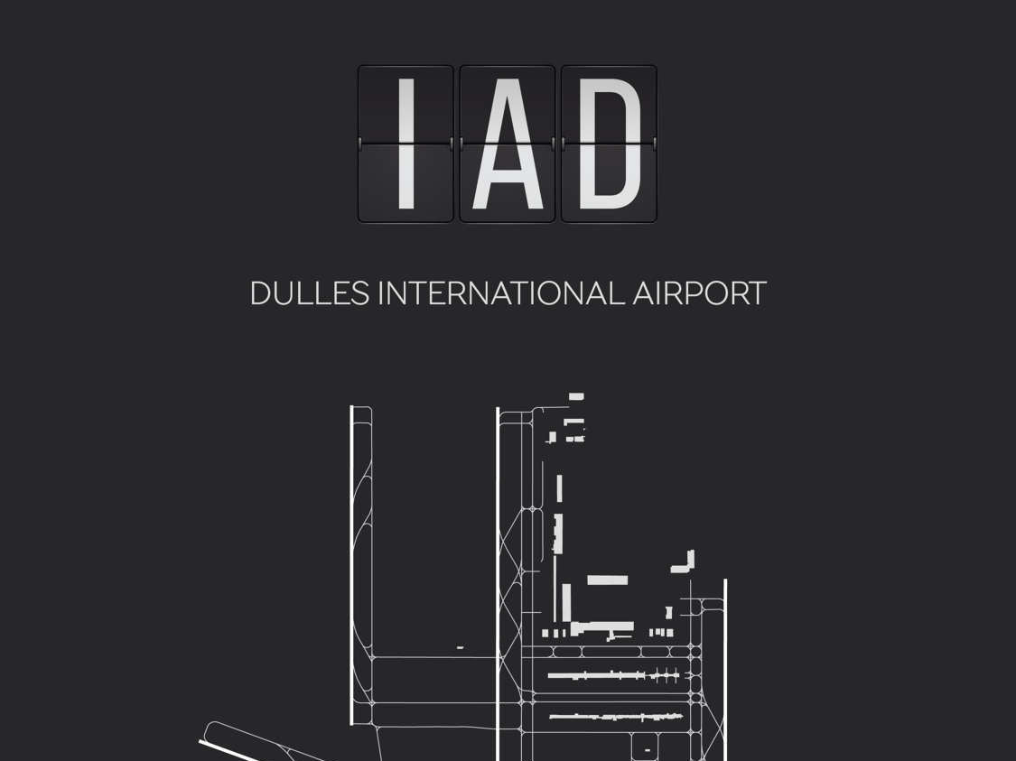 IAD Dulles Washington Airport Map Wall Art