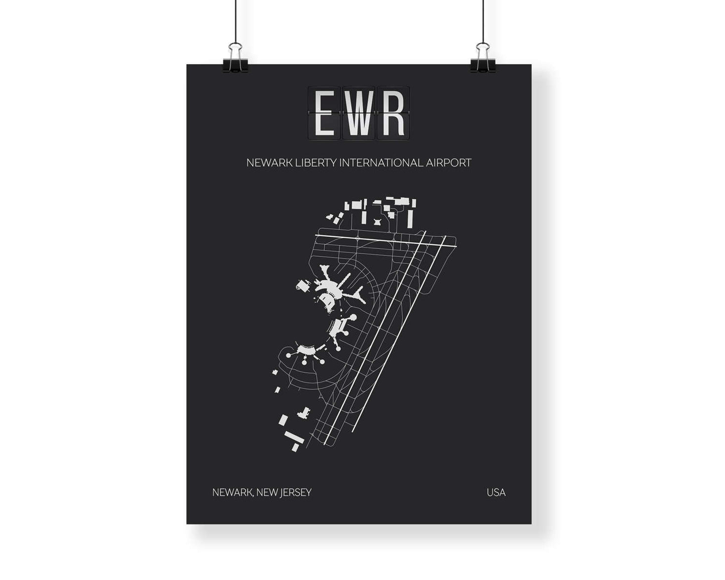 EWR New York Newark Airport Map Wall Art