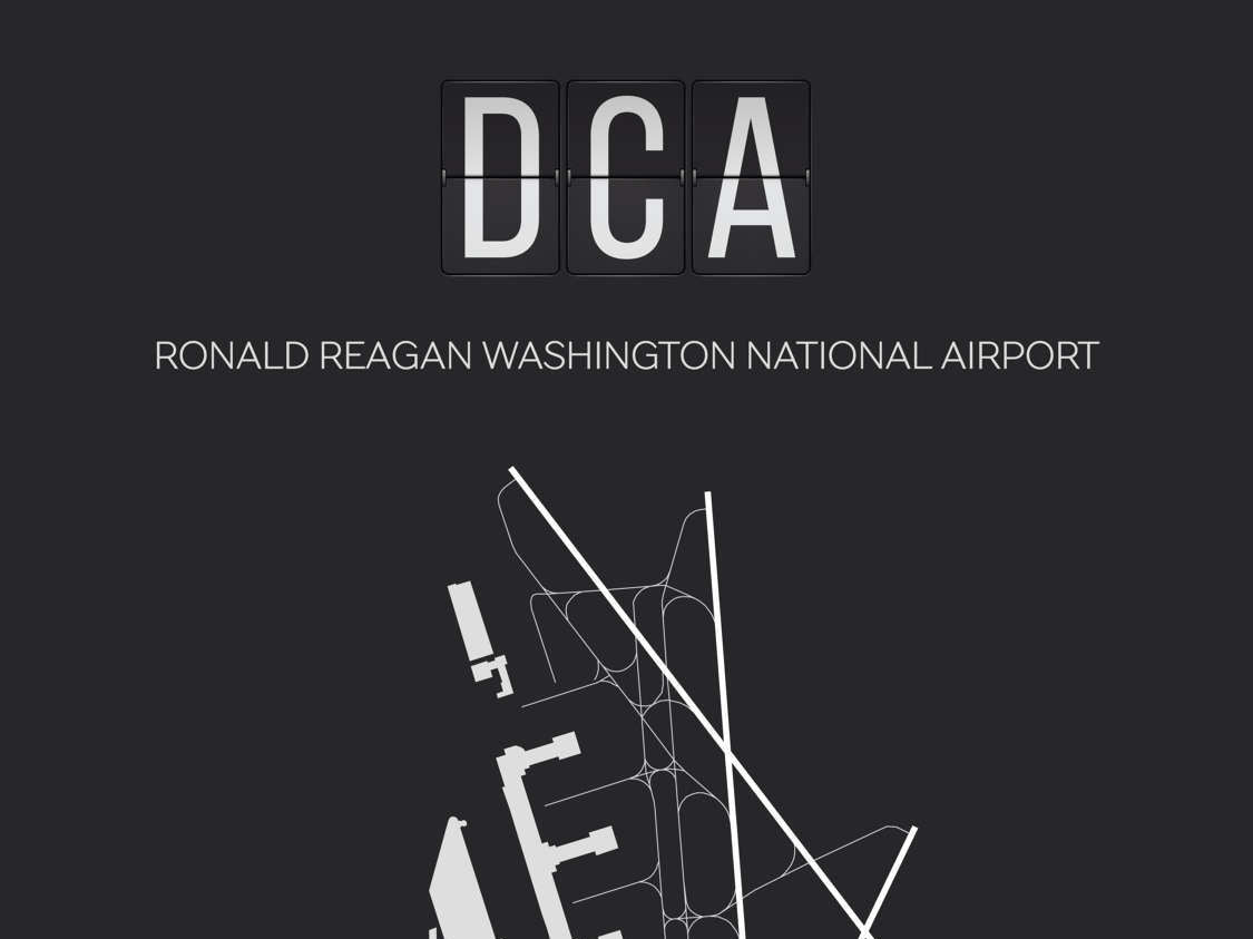 DCA Washington DC Reagan National Airport Map Wall Art