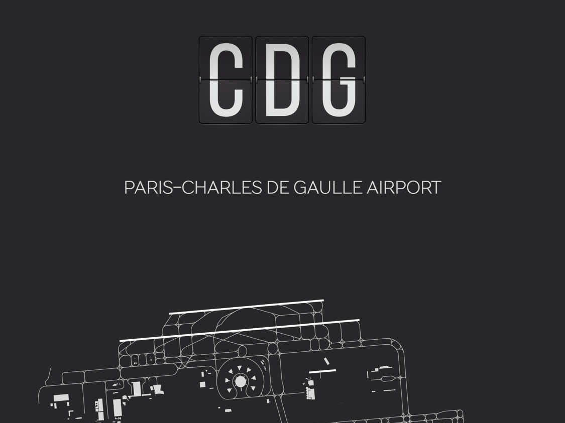 CDG Paris Charles De Gaulle Airport Print Map Wall Art
