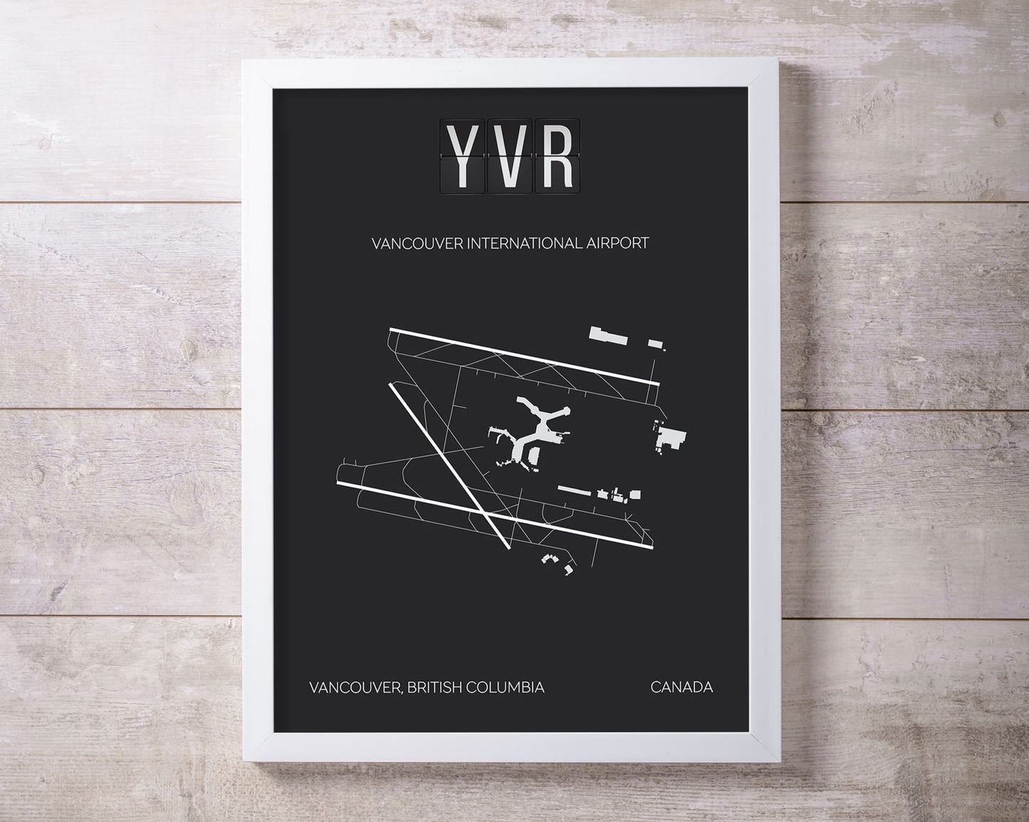 YVR Vancouver International Airport Print Map Wall Art