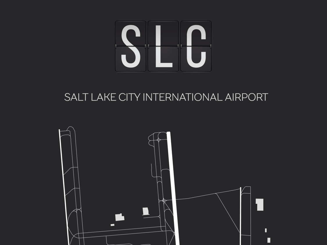 SLC Salt Lake City Airport Print Map Wall Art