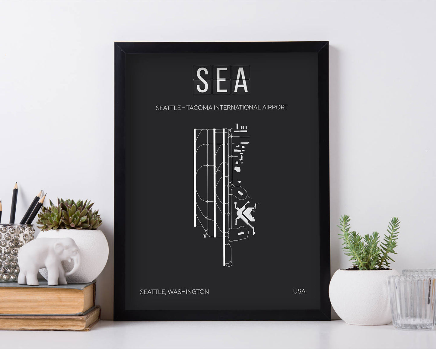 SEA Seattle Tacoma SEATAC Airport Print Map Wall Art