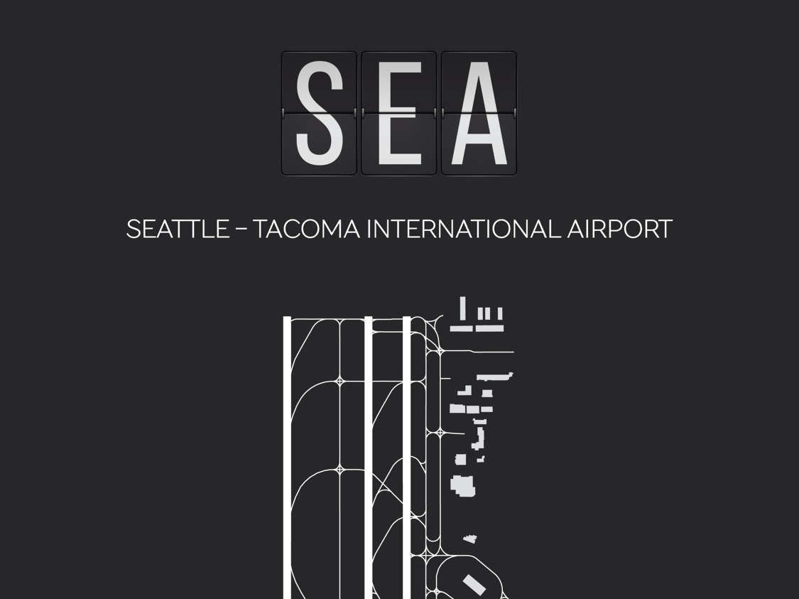 SEA Seattle Tacoma SEATAC Airport Print Map Wall Art
