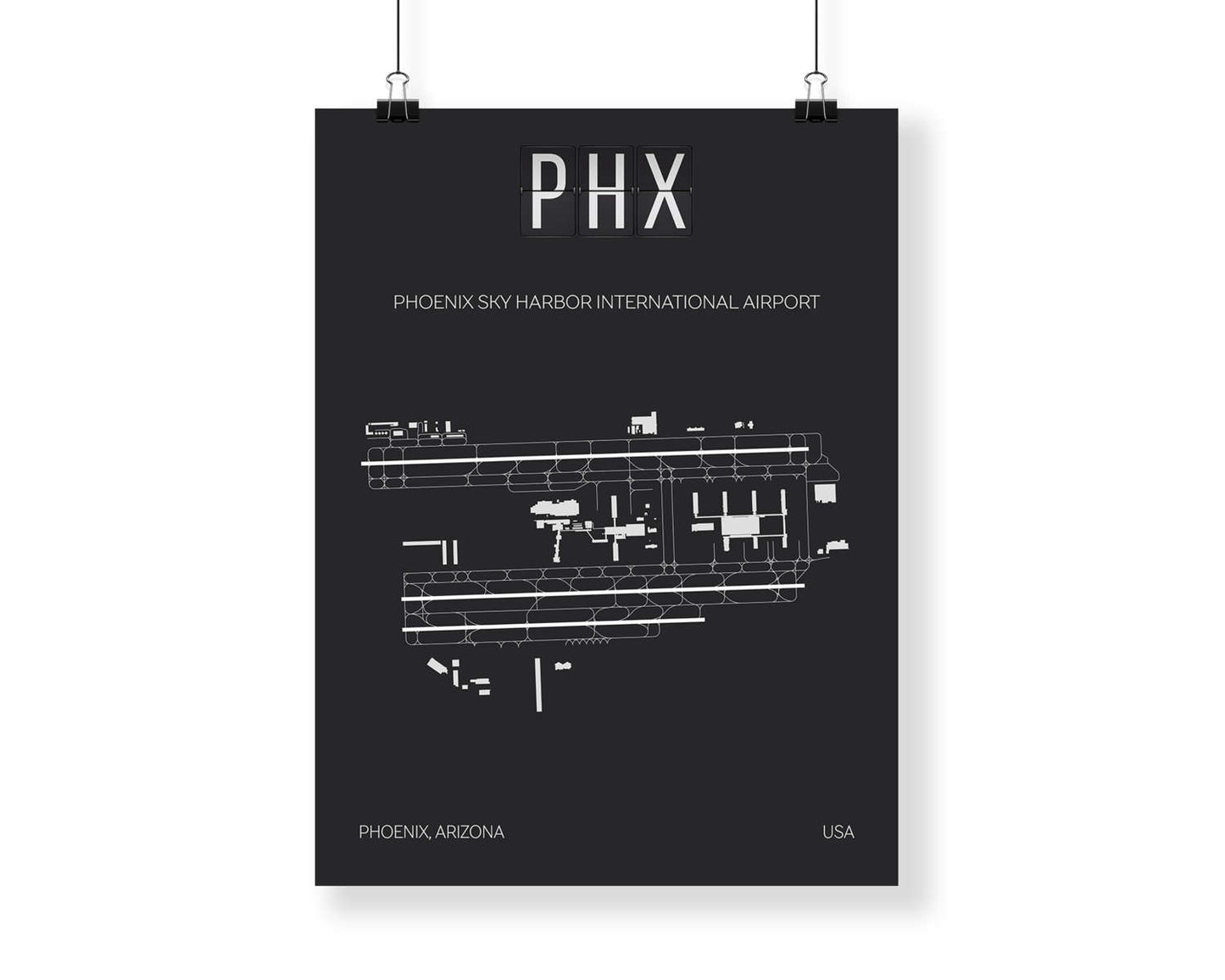 PHX Phoenix Sky Harbor Airport Print Map Wall Art