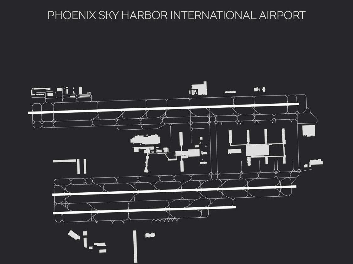 PHX Phoenix Sky Harbor Airport Print Map Wall Art