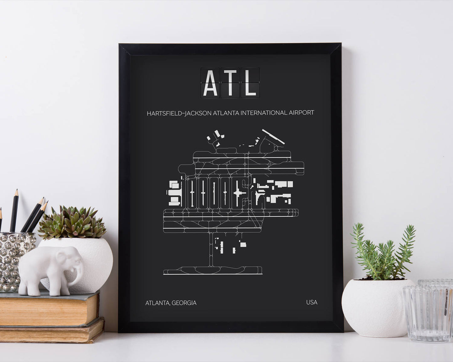 ATL Atlanta International Airport Print Map Wall Art