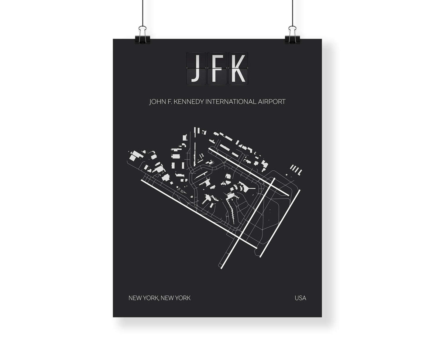 JFK John F. Kennedy New York Airport Print Map Wall Art