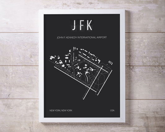 JFK John F. Kennedy New York Airport Print Map Wall Art