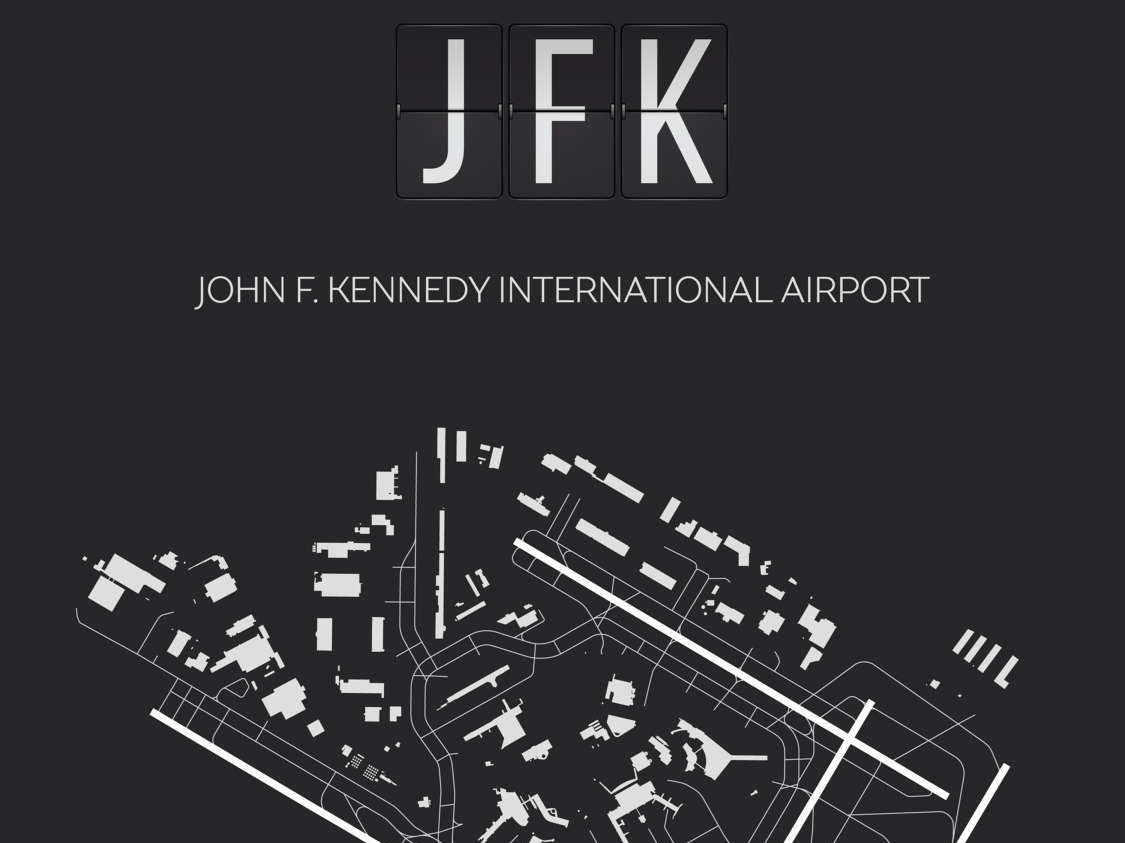 JFK John F. Kennedy New York Airport Print Map Wall Art