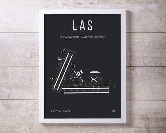 LAS Las Vegas McCarran International Airport Print Map Wall Art