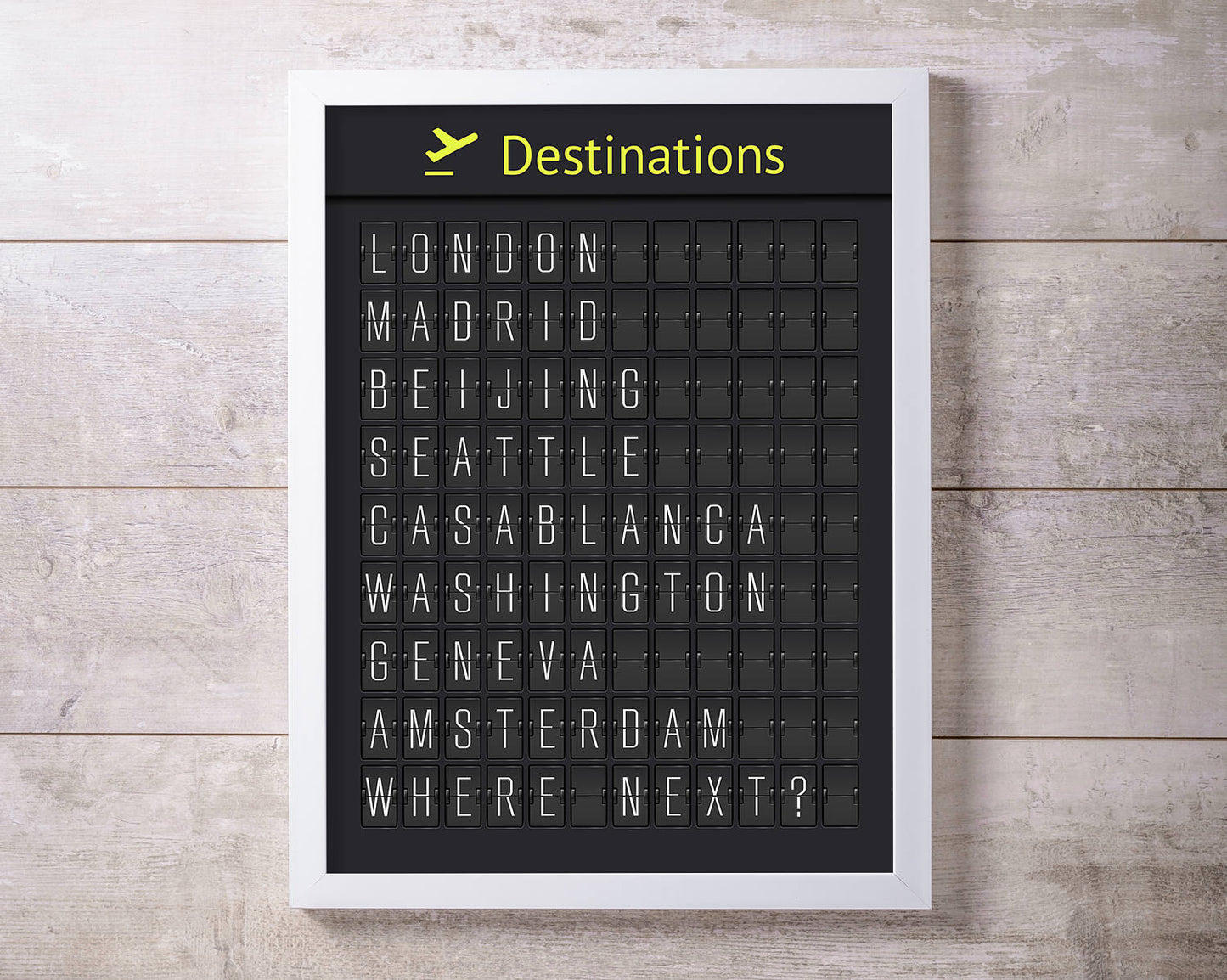 Digital-Only Destinations Airport Board, Personalized For You (with Thin Letters)