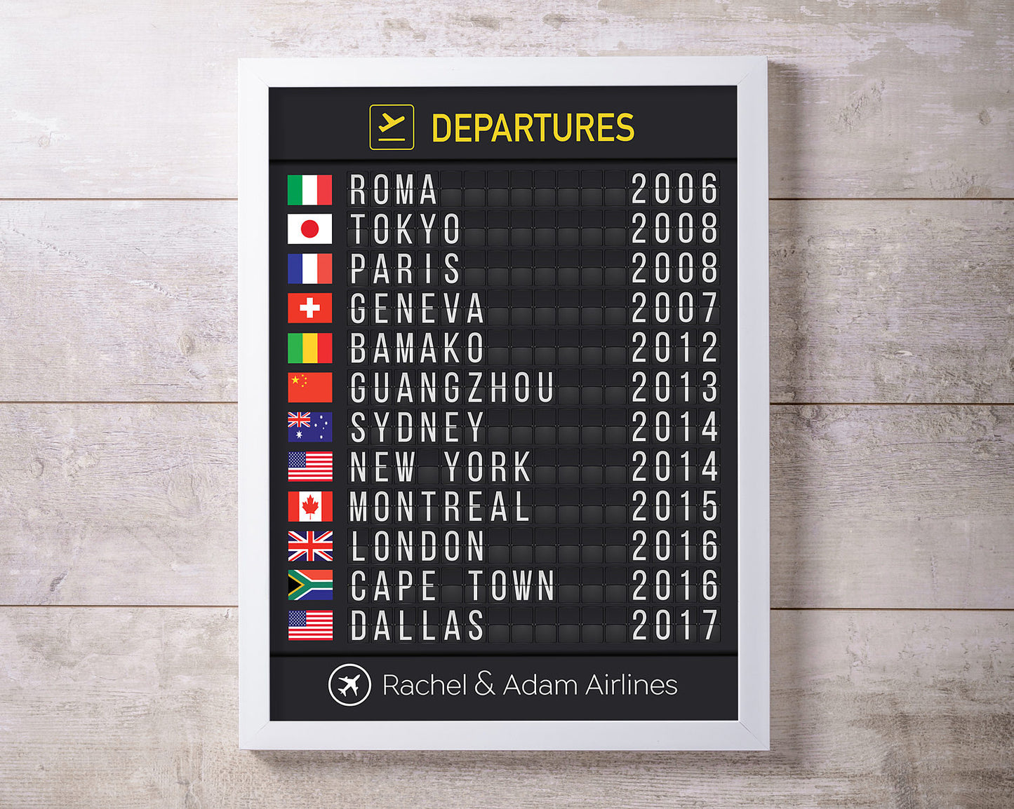 Airport Flight Board with Flags, Printed version