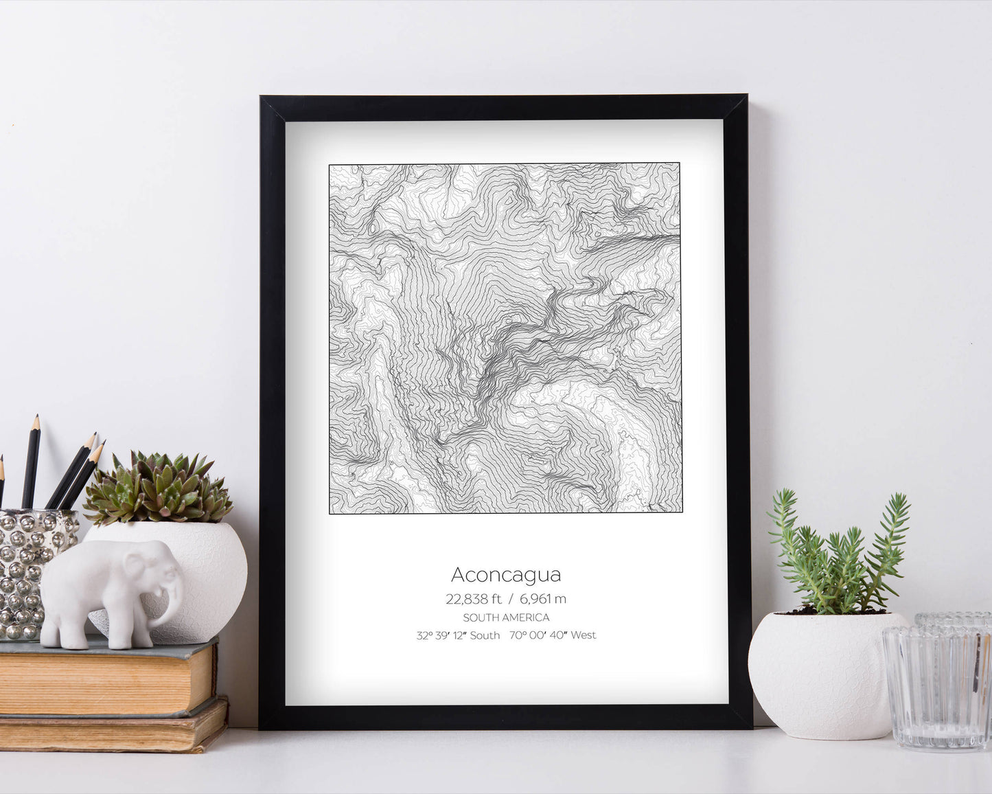 7 Summits, Messner / Western Europe Variation - 7 Prints - Topography Elevation Print Wall Art