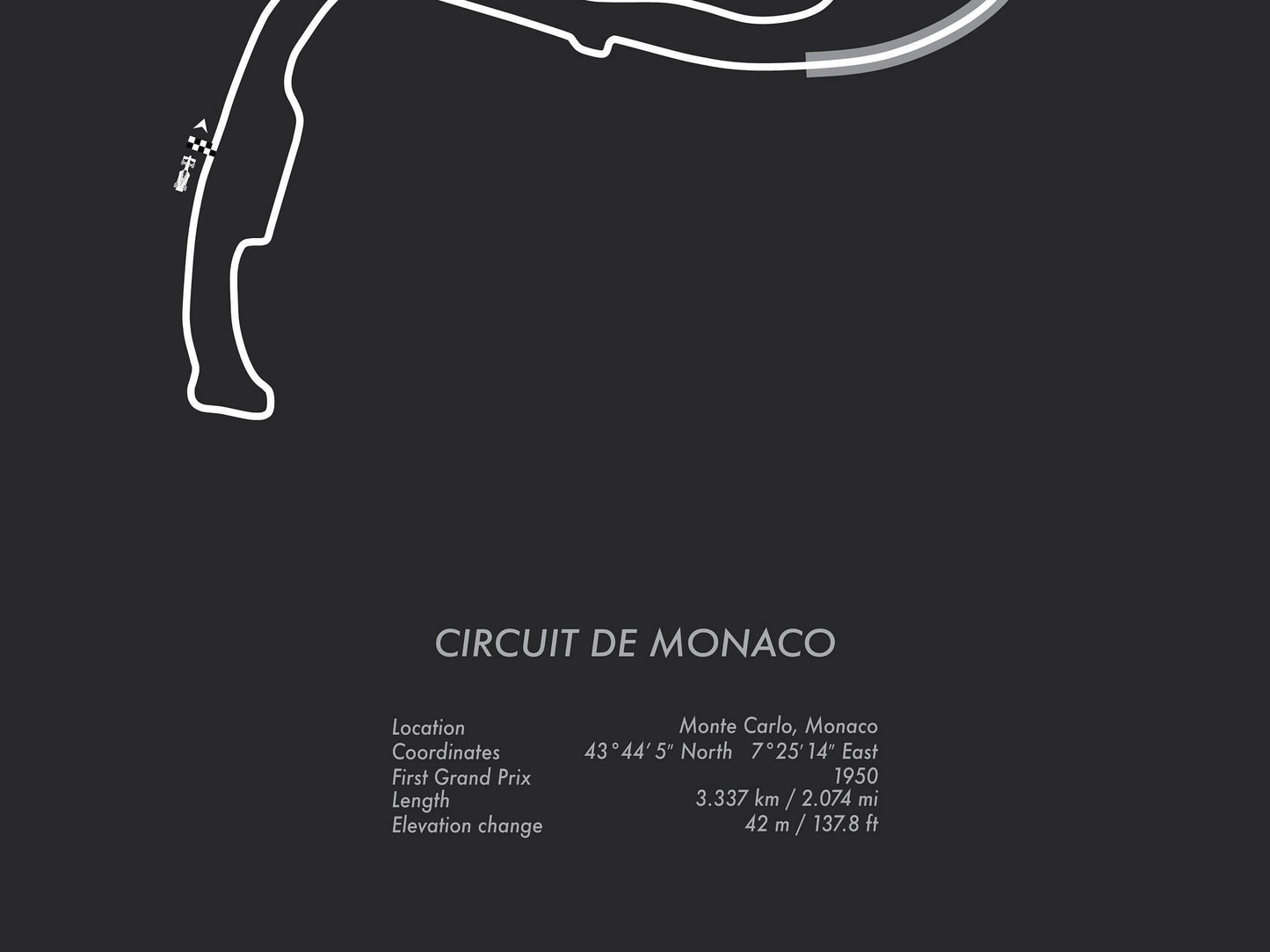 Formula One Monaco Grand Prix Monte Carlo Racing Map Wall Art Print
