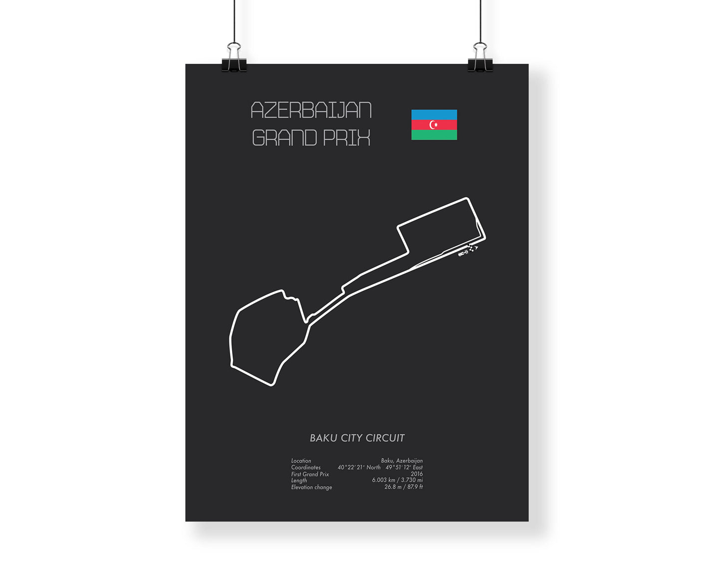 Formula One Azerbaijan Grand Prix Baku Racing Map Wall Art Print