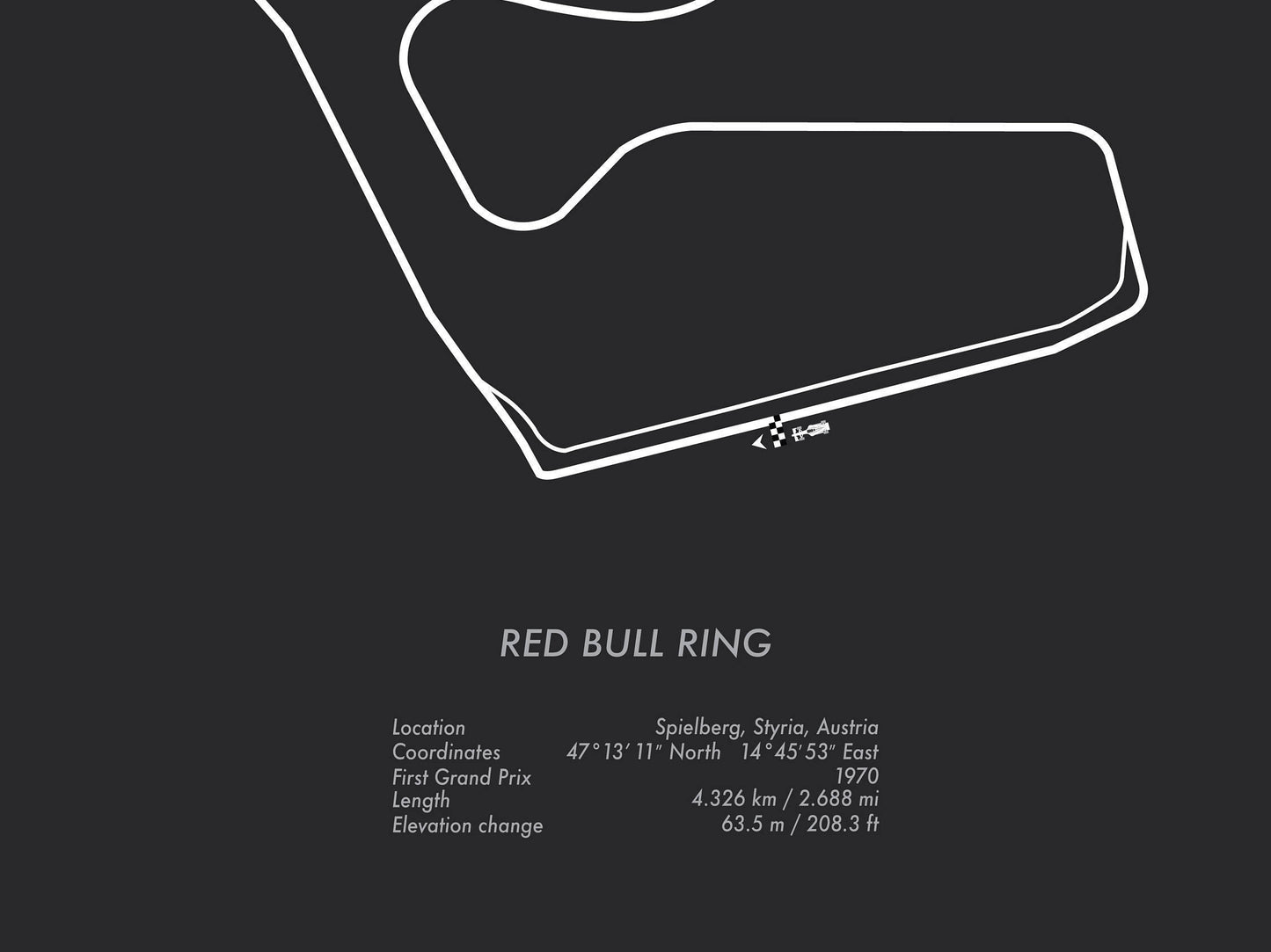Formula One Austria Grand Prix Red Bull Ring Racing Map Wall Art Print