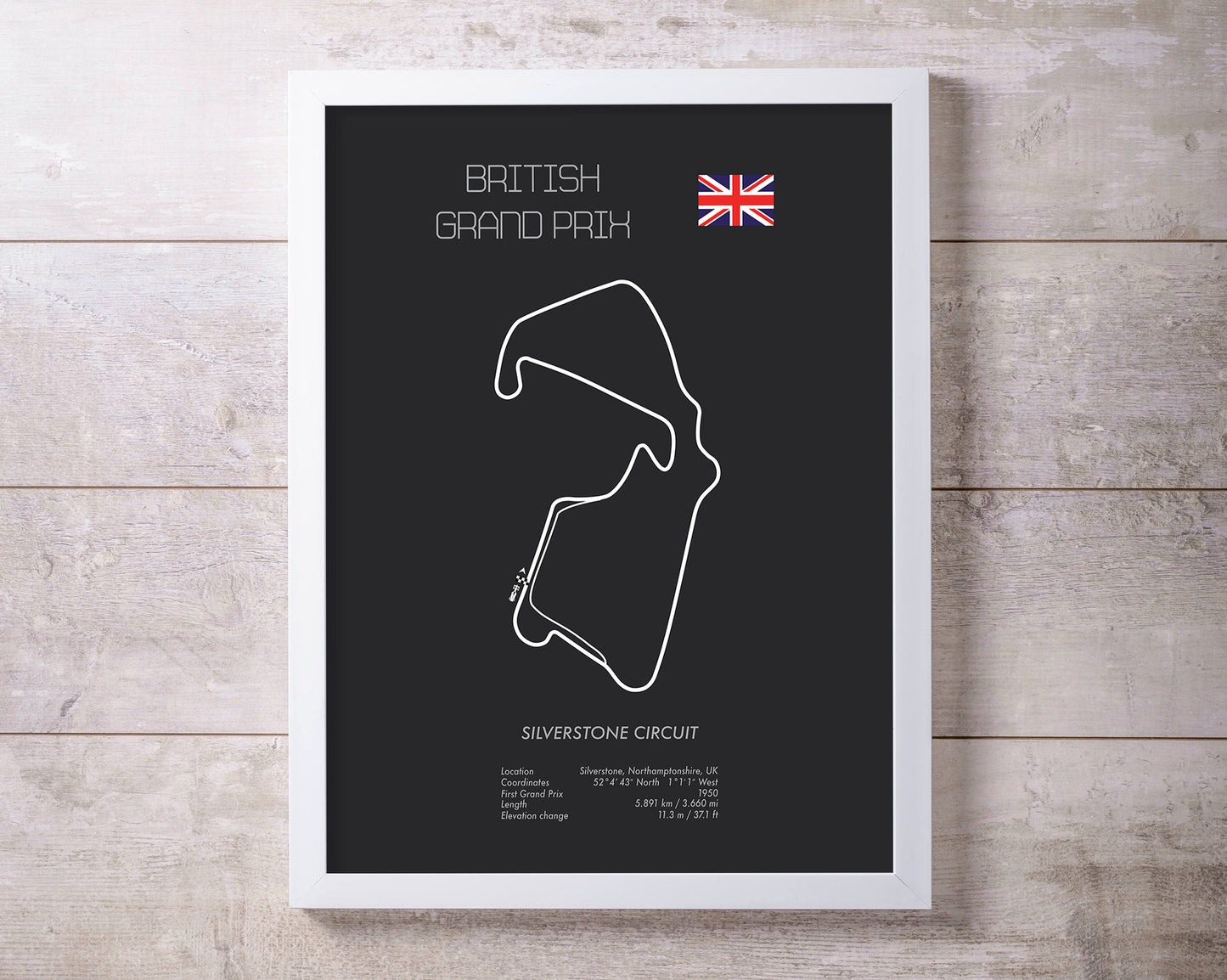 Formula One UK Grand Prix Silverstone Racing Map Wall Art Print