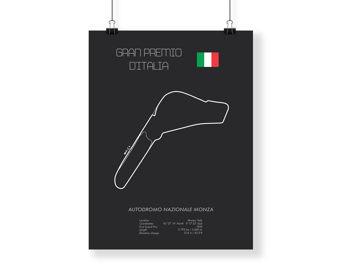 Formula One Italy Grand Prix at Monza Racing Map Wall Art Print