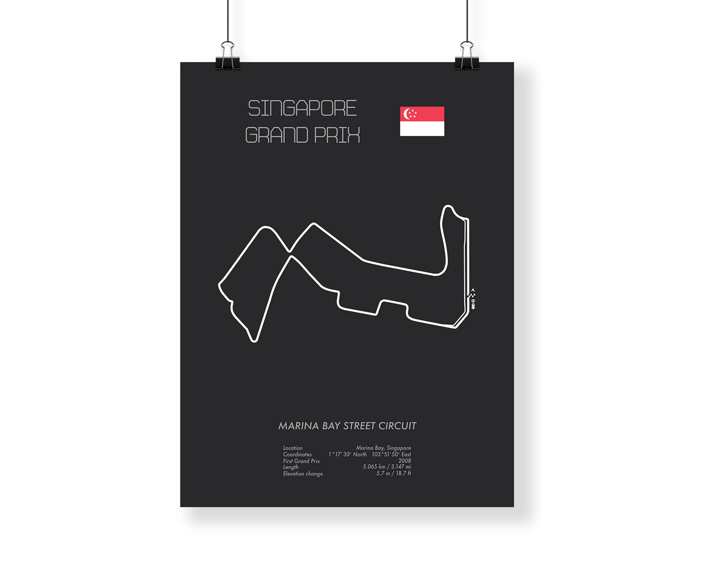 Formula One Singapore Grand Prix at Marina Bay Racing Map Wall Art Print