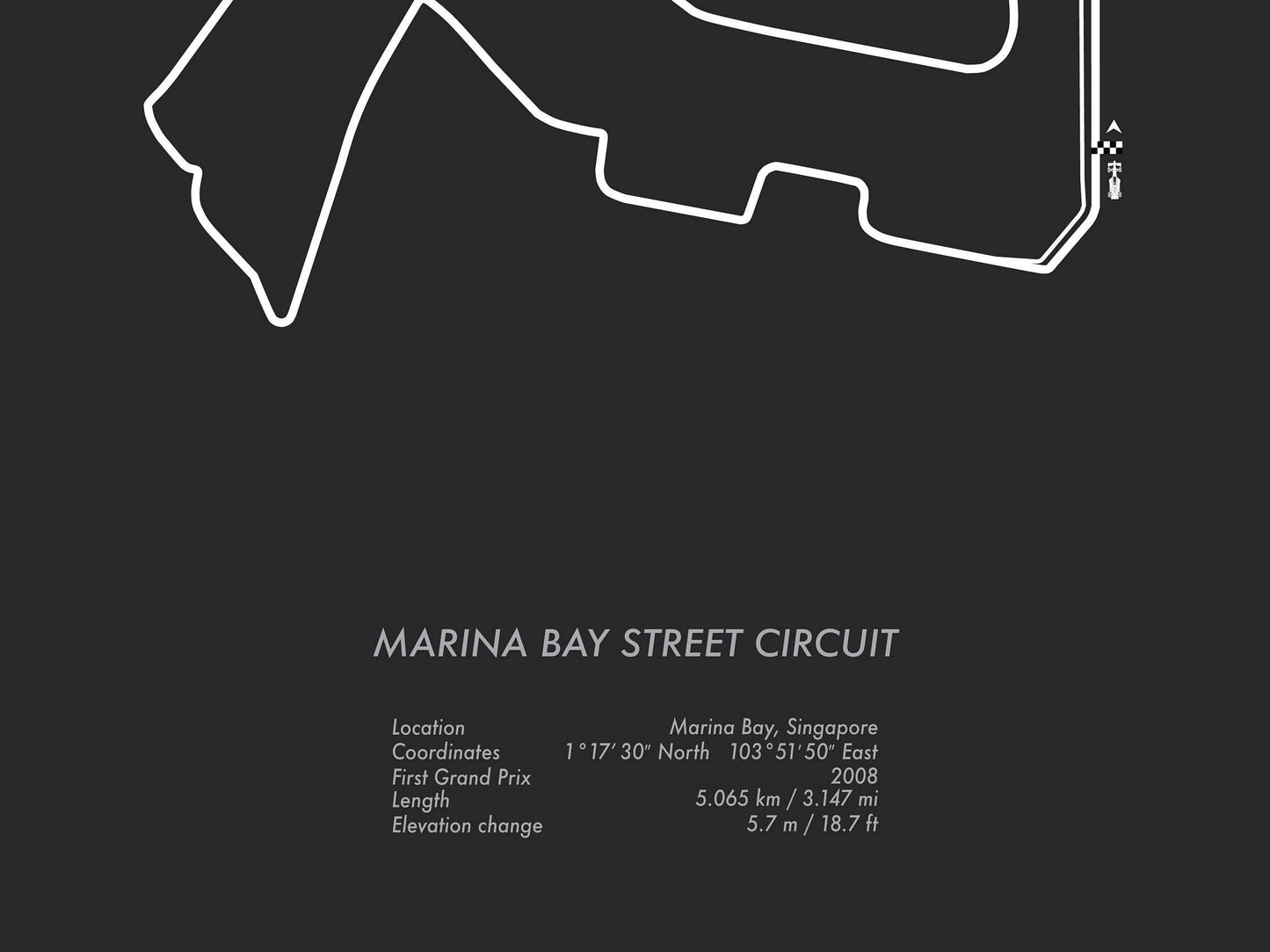 Formula One Singapore Grand Prix at Marina Bay Racing Map Wall Art Print