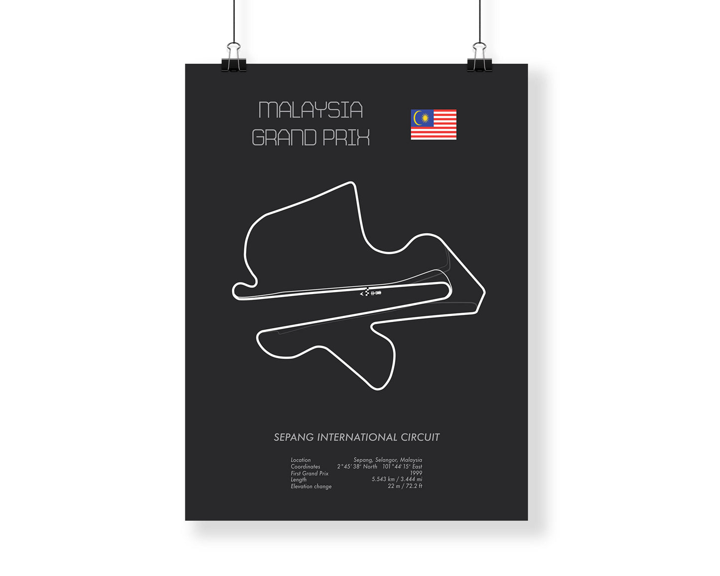 Formula One Malaysia Grand Prix at Sepang Racing Map Wall Art Print