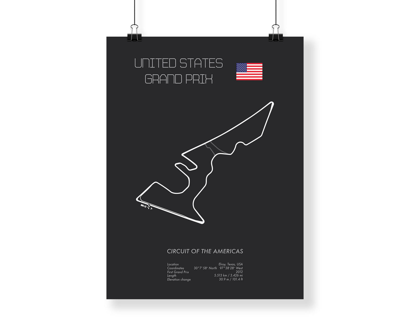 Formula One USA Grand Prix at Austin Racing Map Wall Art Print