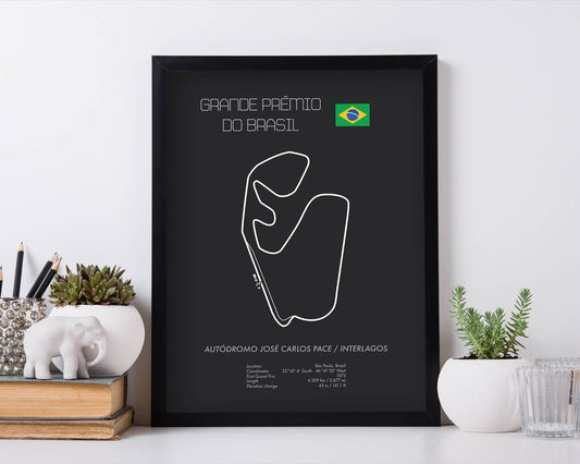 Formula One Brazil Grand Prix at Sao Paulo Interlagos Racing Map Wall Art Print