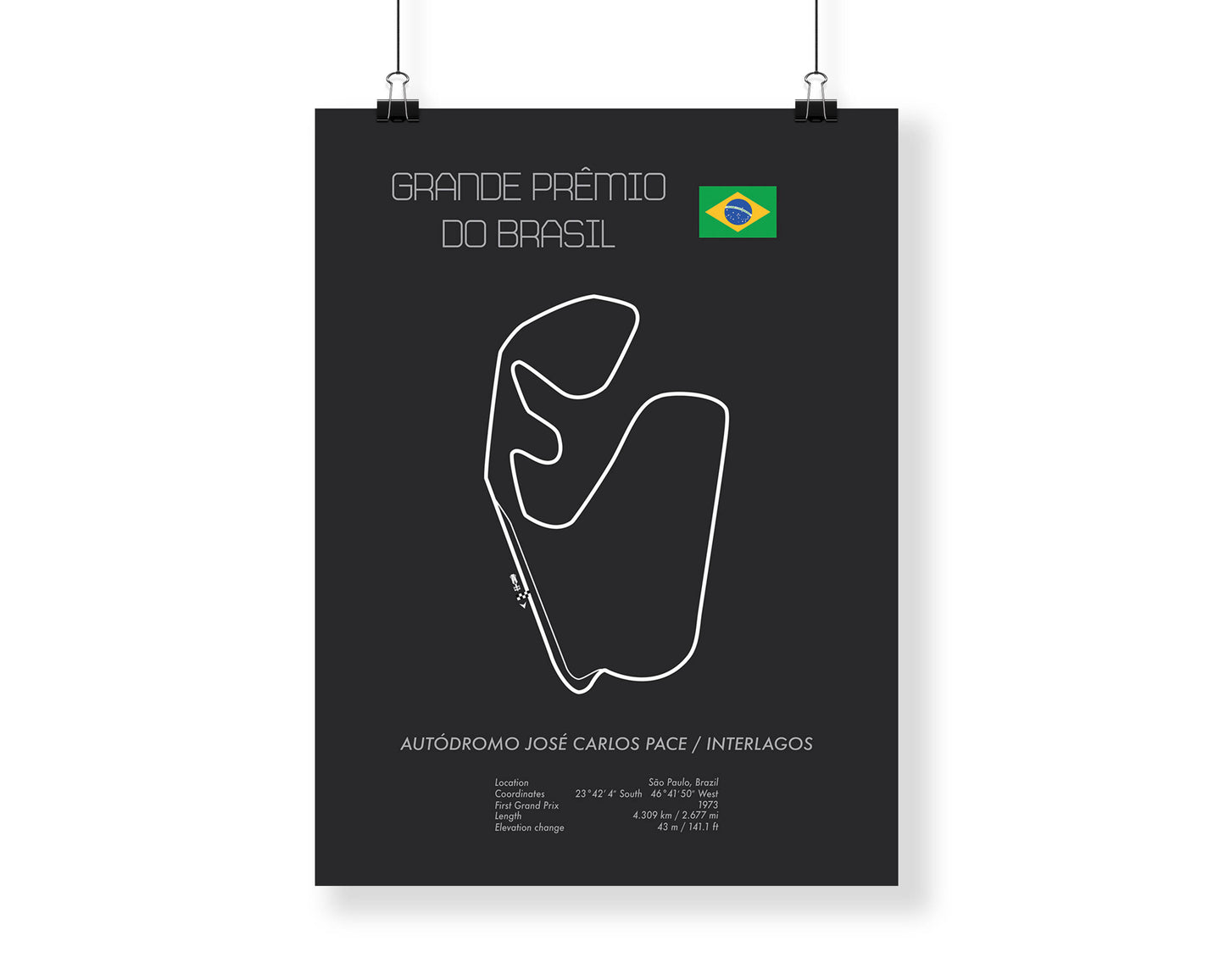 Formula One Brazil Grand Prix at Sao Paulo Interlagos Racing Map Wall Art Print
