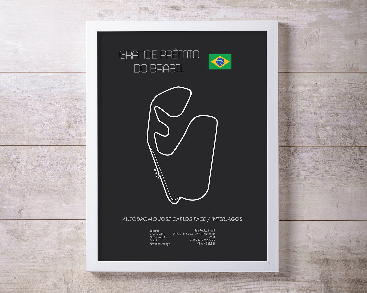 Formula One Brazil Grand Prix at Sao Paulo Interlagos Racing Map Wall Art Print