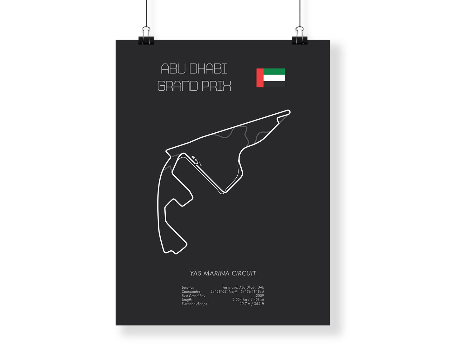 Formula One UAE Grand Prix at Abu Dhabi Racing Map Wall Art Print