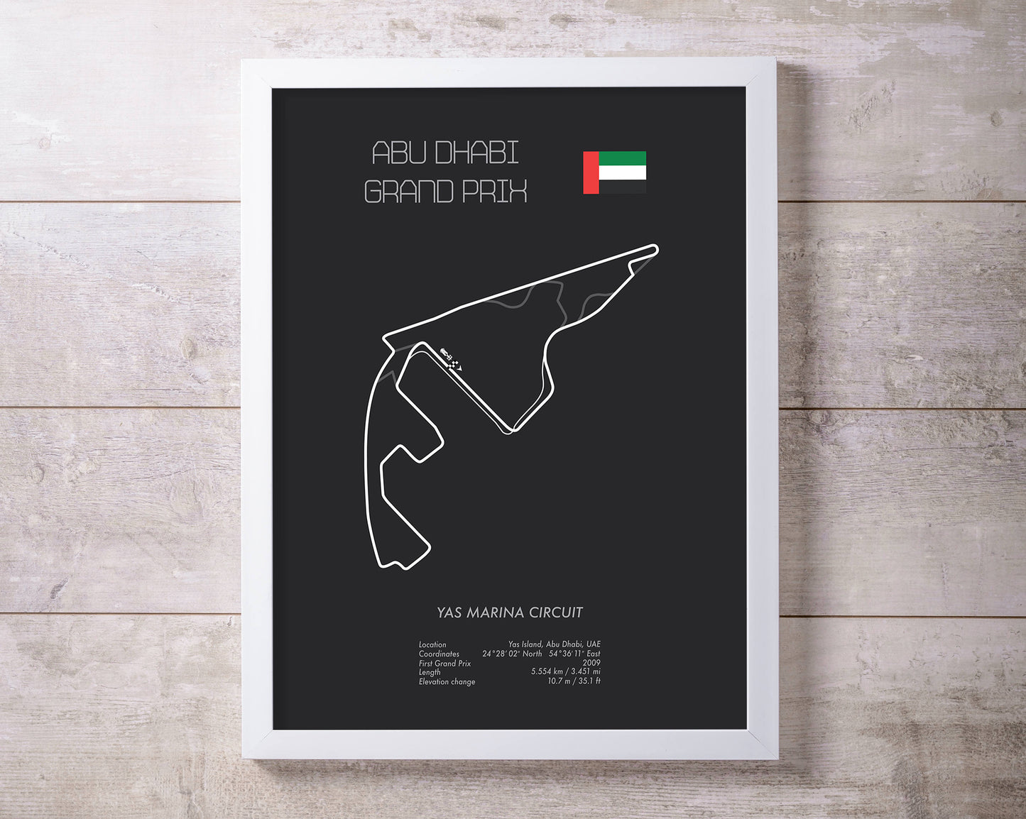 Formula One UAE Grand Prix at Abu Dhabi Racing Map Wall Art Print