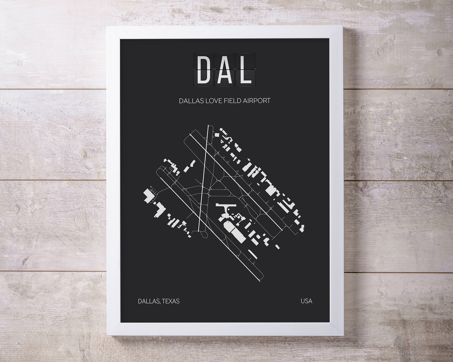 DAL Dallas Love Field International Airport Print Map Wall Art