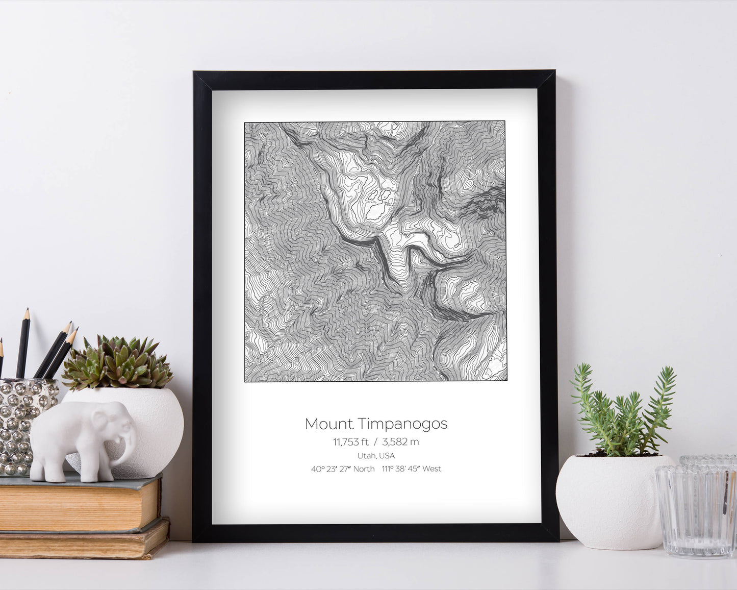 Mt Timpanogos, Utah, Topography Elevation Print Wall Art