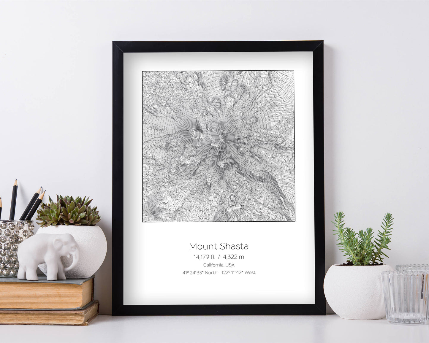 Mt Shasta, California, Elevation Print Wall Art