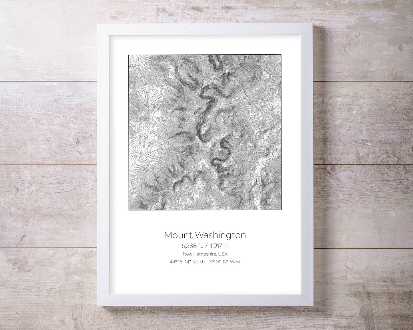 Mount Washington, New Hampshire Topography Elevation Print Wall Art