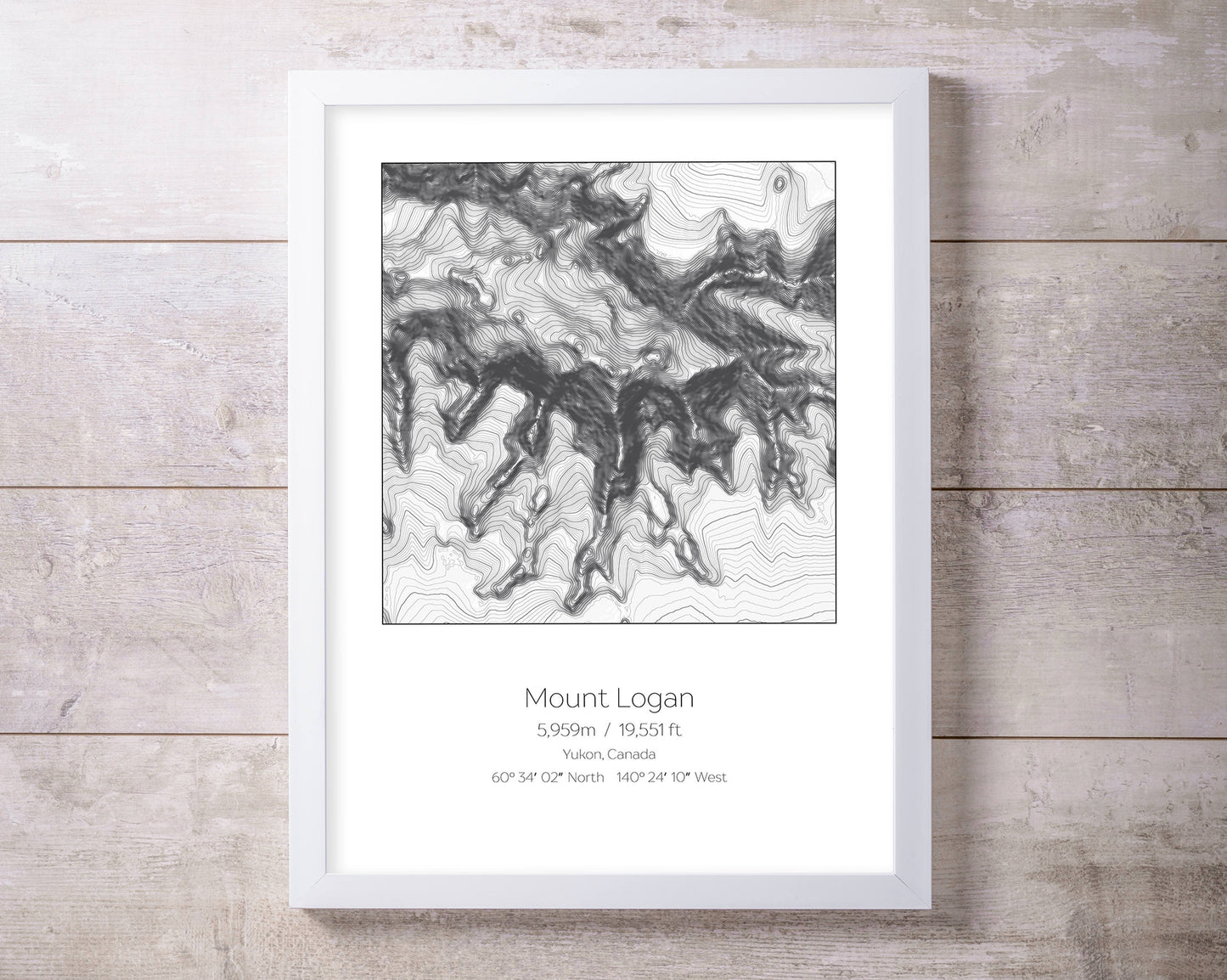 Mount Logan, Yukon, Canada Topography Elevation Print Wall Art