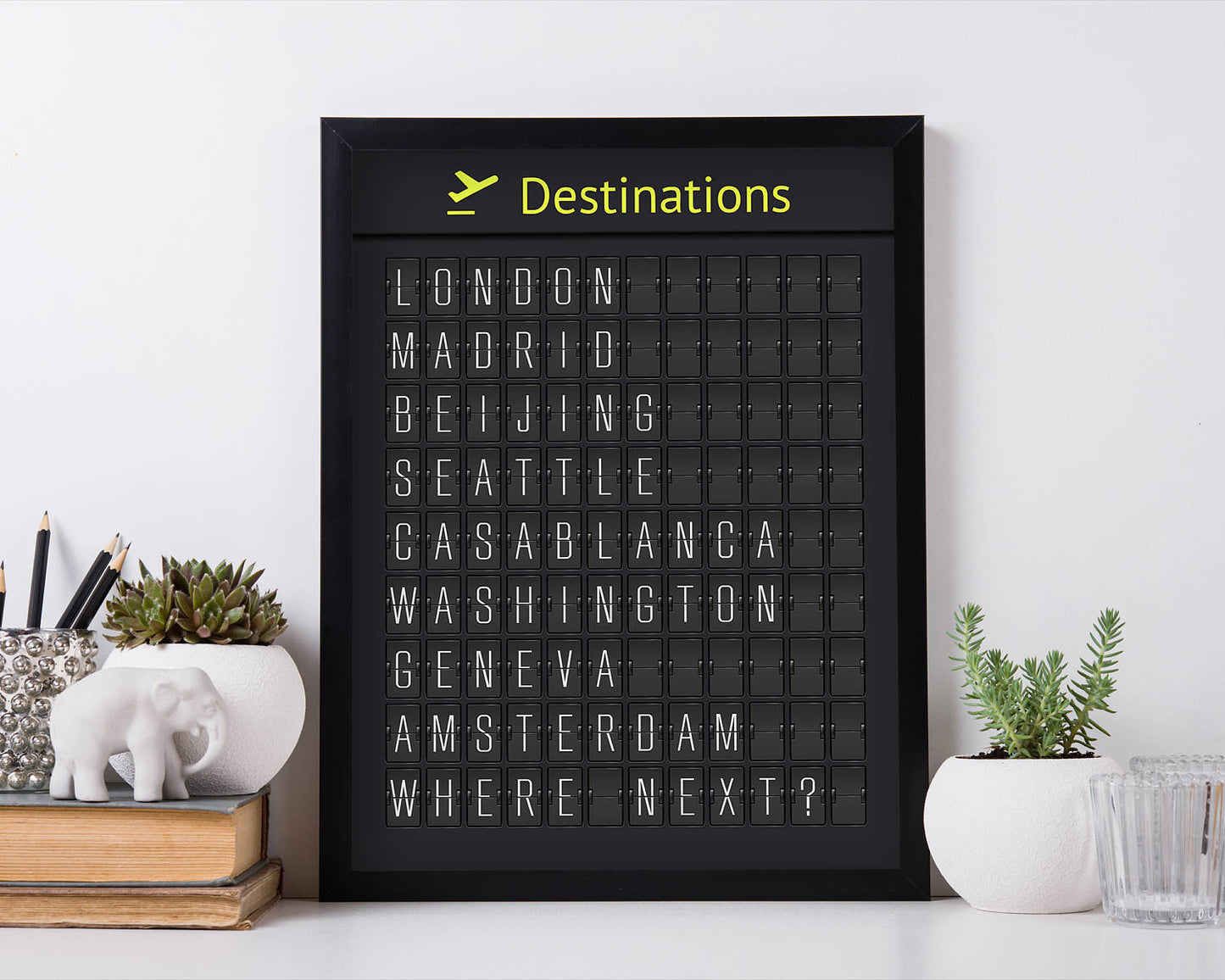 Printed Destinations Airport Board, Personalized For You (with Thin Letters)