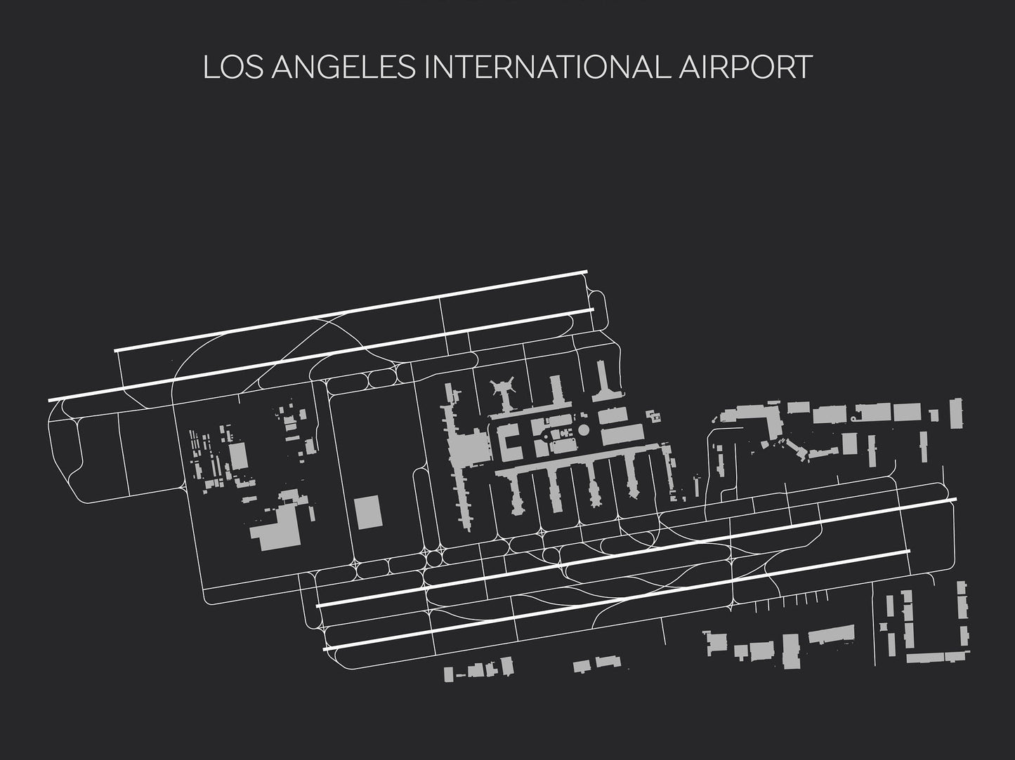 LAX Los Angeles International Airport Print Map Wall Art