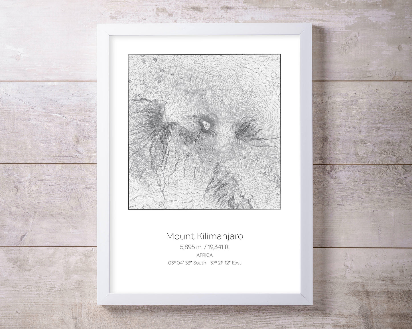 7 Summits, Messner / Western Europe Variation - 7 Prints - Topography Elevation Print Wall Art
